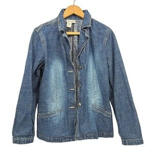 Coldwater Creek Classic Denim Blazer Jacket Layering Boho Cabin Core Size MD